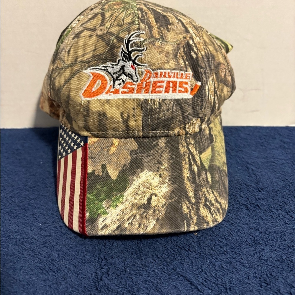 Danville Dashers Hockey Camo Hat Cap FPHL Minor League Adjustable Strap Reindeer